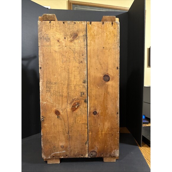 1969 Wooden Crate  Ammunition For Cannon With Explosive Projectiles w/handles - Picture 8 of 9